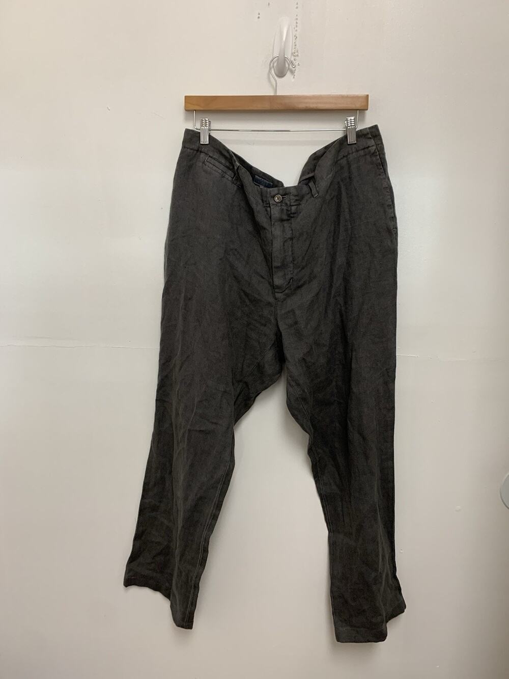 Quaker Marine Supply Grey Linen Pants Men’s 40 Flap Pocket Button Fly